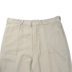 Ross Graison Silk Trousers Beige High Rise Wide Leg Pants Patch Pockets 32x27